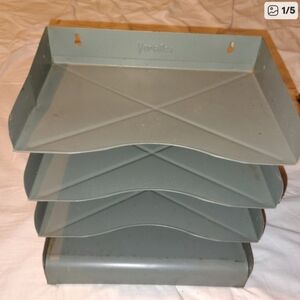 Vintage-Steel Paper Tray 1950s Four-Tiered Vertiflex Metal Desk Organizer*****